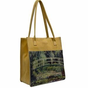 New Art To Wear Claude Monet’s The Japanese Footbridge Leather Tote